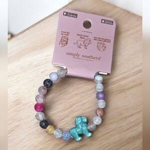 Simply Southern Beaded Lion Tracker Bracelet, Blue Lion NWT